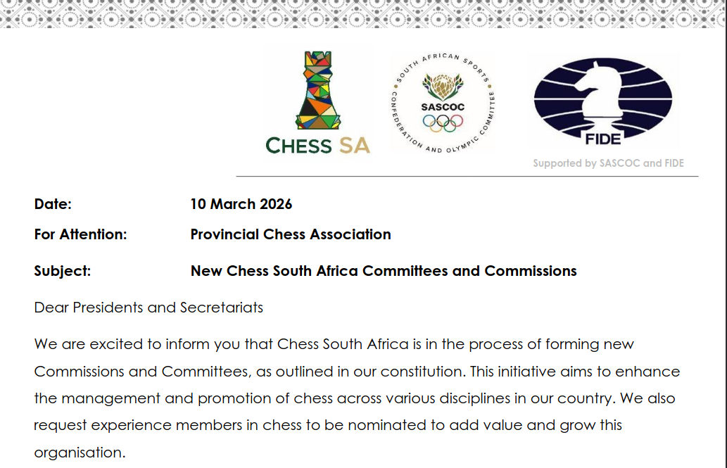 New Chess South Africa Committees and Commissions